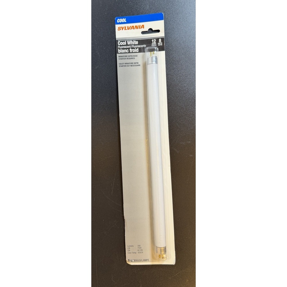 NIB Sylvania 8-W Utility Cool White 12" Light Bulb Miniature BiPin Base T5F8T5CW